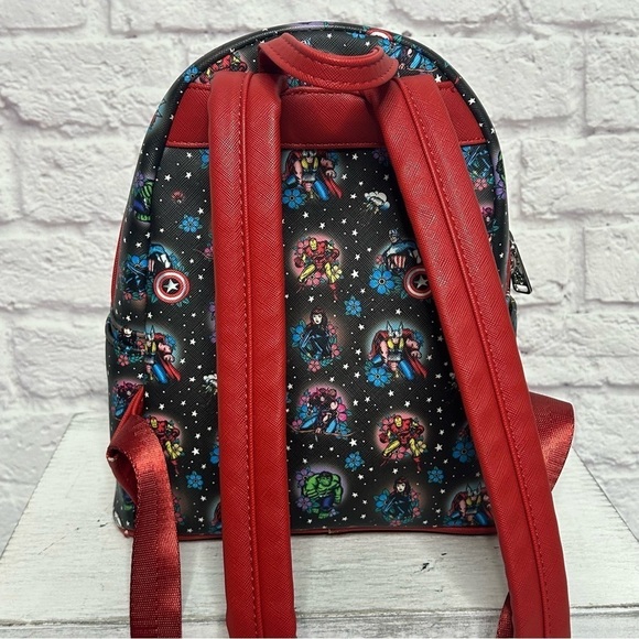 Loungefly Marvel Avengers Floral Tattoo Mini Backpack - Picture 10 of 13